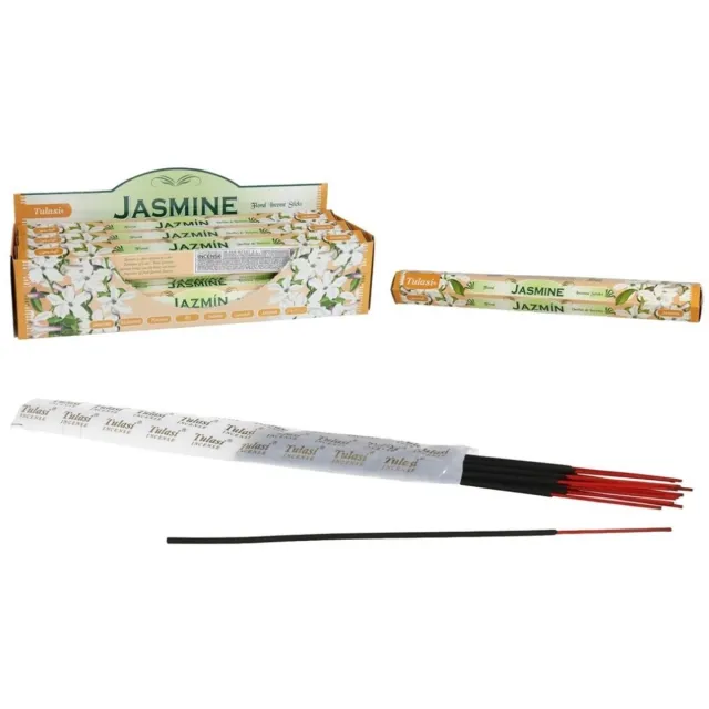 Tulasi Wierook sticks in huisgeur Jasmijn - 40x sticks van 22 cm - Ontspannend - 24 grams - Ontspannend - Kalmerend - stokjes Chocolate brown