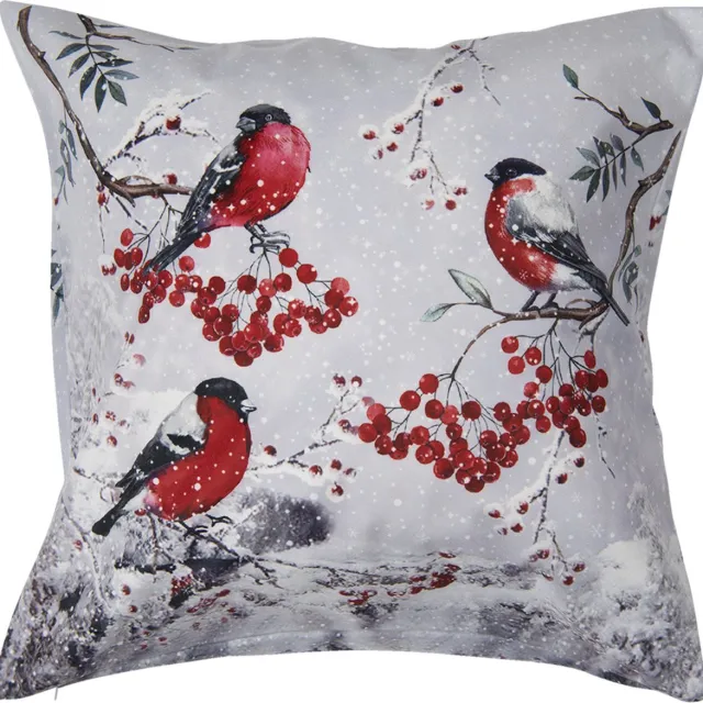 Clayre & Eef Kussenhoes 45x45 cm Wit Polyester Vierkant Vogels Sierkussenhoes Kussen hoes