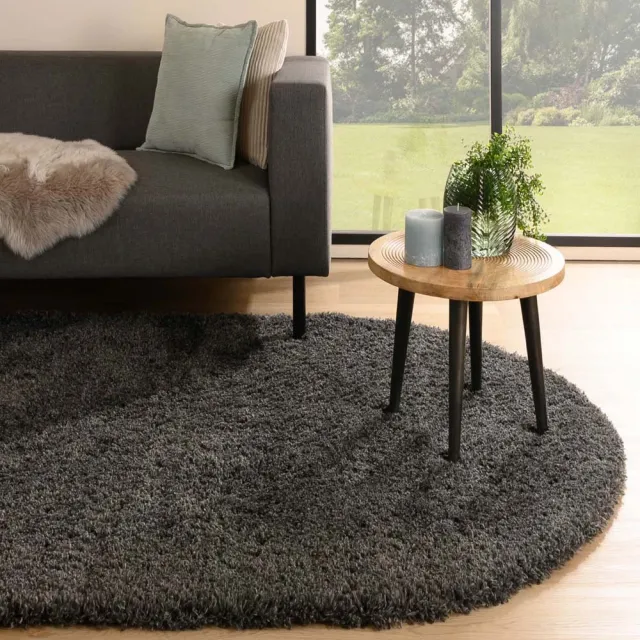 Tapeso Vloerkleed ovaal hoogpolig - Cozy Shaggy donkergrijs 300x400