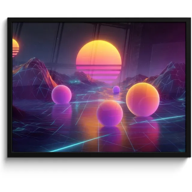 FrameYourWall Poster in lijst - Fotolijst 80x60 cm - Posters - Landschap - Bergen - Bollen - Licht - Posterlijst zwart - Decoratie - Wanddecoratie woonkamer - Muurdecoratie slaapkamer
