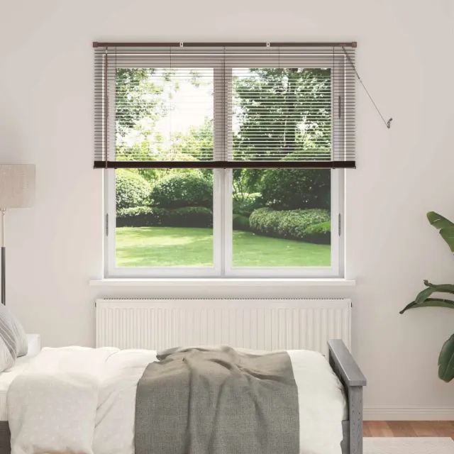 vidaXL Venetiaanse jaloezie Donkerbruin 160 x 150 cm 25 mm PVC