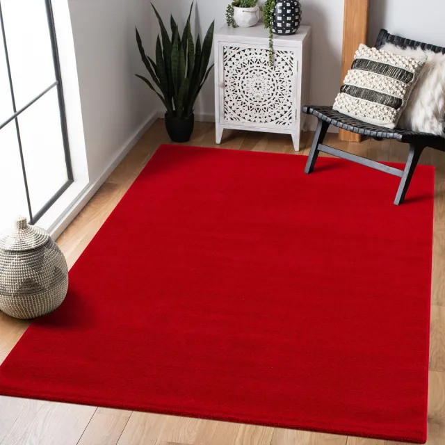 Muratap Uni Effen Laagpolig Vloerkleed Modern Rood- 160x230 CM