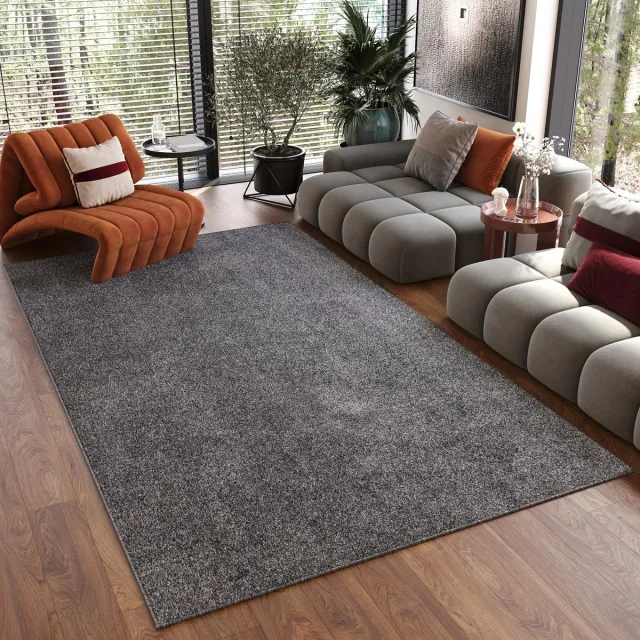Tapiso Noyan Vloerkleed Grijs Antislip Waasbaar Laagpolig Tapijt