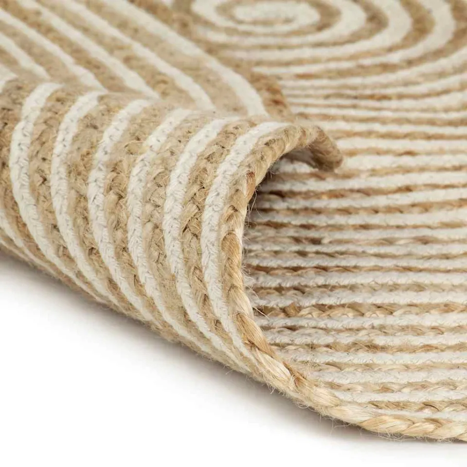 vidaXL Vloerkleed handgemaakt met spiraal ontwerp 90 cm jute wit, foto 2