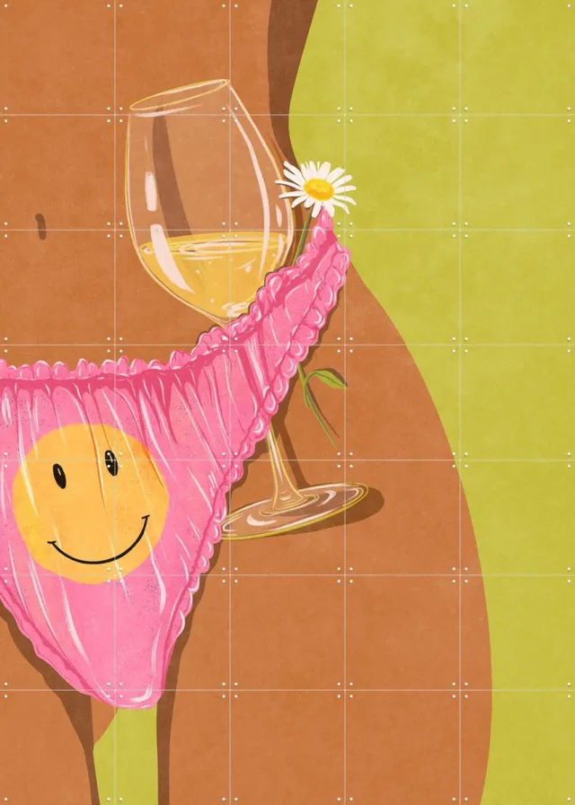 IXXI Wine and Me Summer Edition, Raissa Oltmanns - 100 x 140 cm - Grote wanddecoratie en posters - Grafisch Ontwerp, Speels, Digitale Kunst Roze