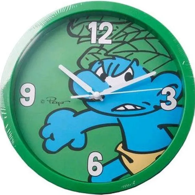 Leisure De Smurfen wandklok jungle smurf(+/- 27cm), merk : Leisure. groen