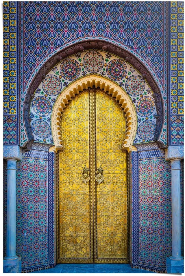 Reinders Poster Gouden deur - 91,5 x 61 - Papier - REINDERS blauw