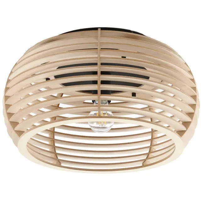 Lindby plafondlamp hout - 1licht - Hout, ijzer - H: 23.1 cm - E27 - licht hout, zwart