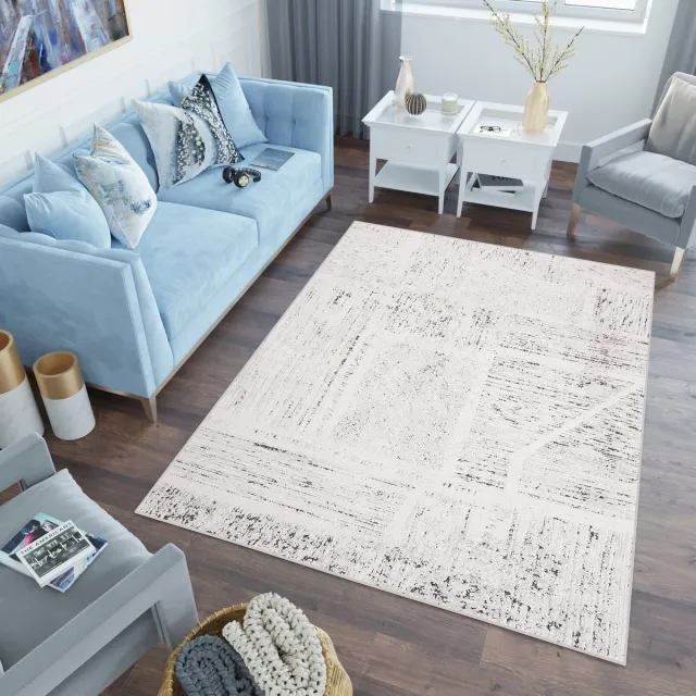 Tapiso Lotus Vloerkleed Laagpolig Beige Antraciet Woonkamer Tapijt
