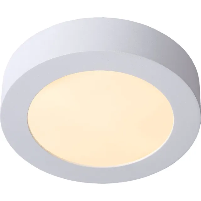 Lucide BRICE-LED - Plafonnière (Plafondlamp) Badkamer - Ø 18 cm - LED Dimbaar - 1x12W 3000K - IP44 - Wit