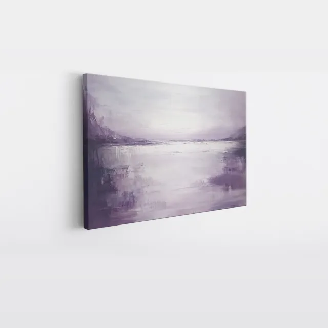 Saammp Canvas Schilderij - Paarse penseelstreken - Landschap - Abstract kunstwerk - 70x50 - Foto op canvas - Wanddecoratie - Muurdecoratie Woonkamer - Slaapkamer decoratie - Canvas Print Multicolor