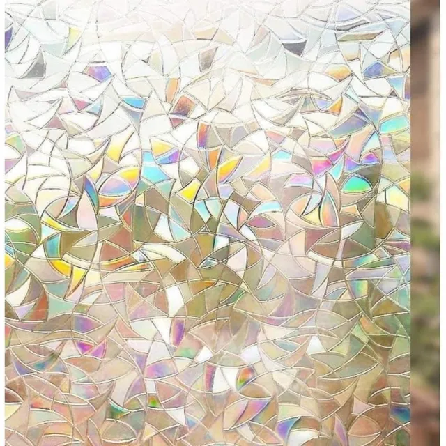 SSTRWGOOD Ramenfolie - Blikdichte 3D Regenboog Sichtschutzfolie - 45x200cm - Geschikt voor Ramen en Glasdeuren - Plastic Folie voor Privacy en Decoratie Kleurrijk