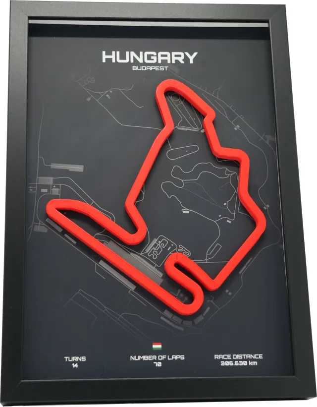 Circuitlayers Budapest Hongarije 3D F1 circuit schilderij Zwart