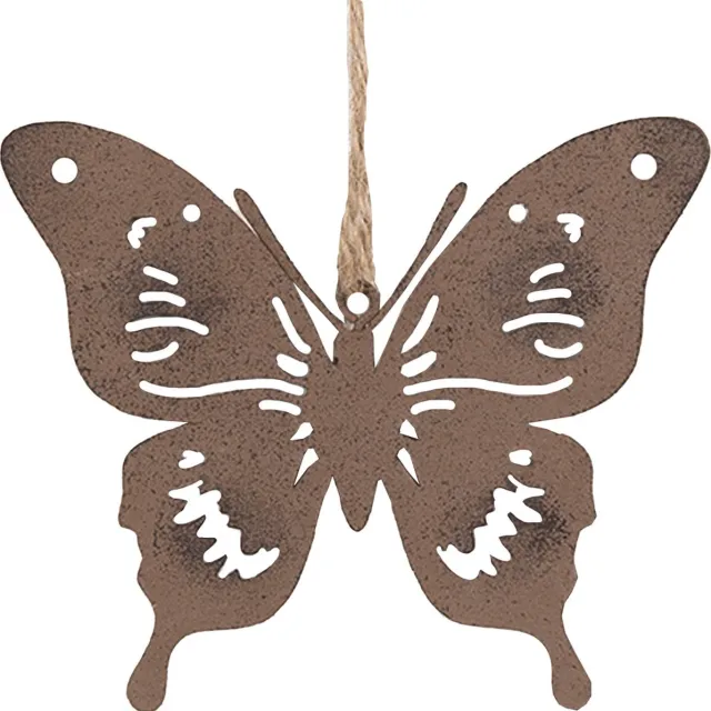 Clayre & Eef Decoratie Hanger Vlinder 11 cm Bruin Metaal