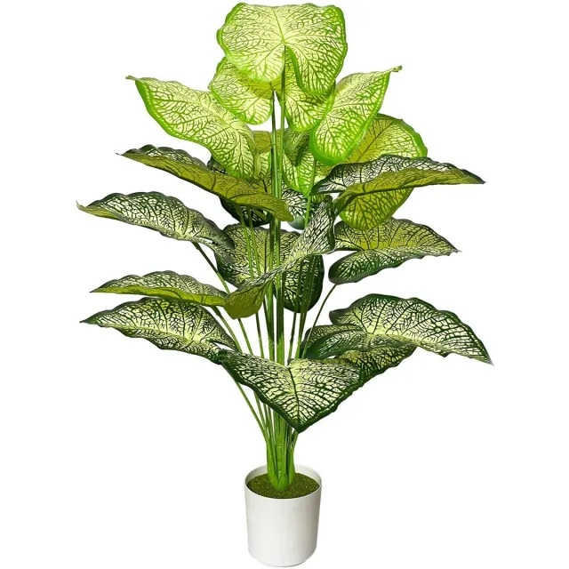 Ibenzoa Kunstmatige Tropische Palmboom in Stijlvolle Witte Pot voor Binnen- en Buitendecoratie 70 cm witte palm