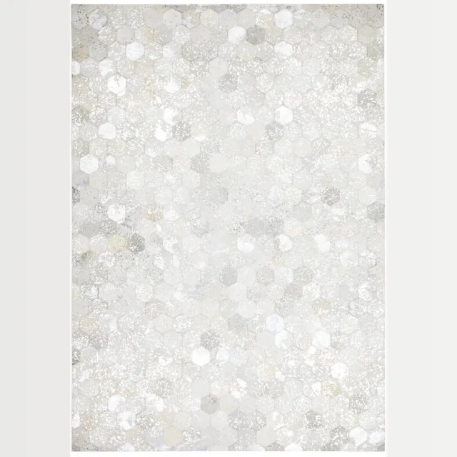 Padiro design laagpolig vloerkleed 80 x 150 cm - lichtbeige - grafisch stippenpatroon - voor vloerverwarming - van leer en katoen