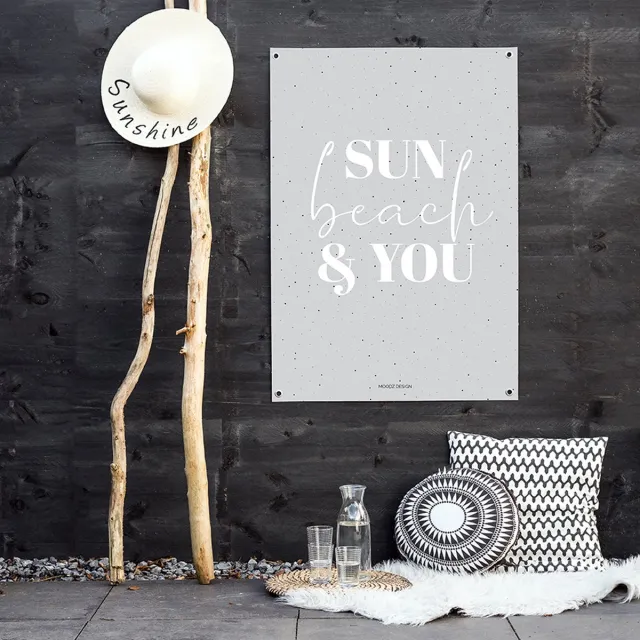 MOODZ design Tuinposter | Buitenposter | Sun, Beach & You | 70 x 100 cm | Grijs