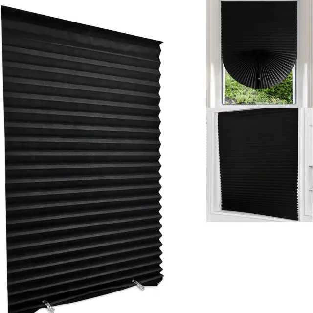 KZQ Verduisteringsrolgordijn - Koordloos zelfklevend, op - Verduisterend, warmte-isolerend - Voor slaapkamer, badkamer, keuken, kantoor - 60x150 cm, zwar Zwart