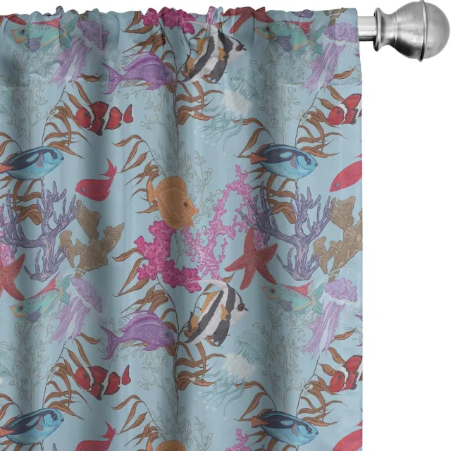 ABAKUHAUS Onderwatergordijnen – Mikrofaser – Halfdonker 2x75x175 cm – Bleek hemelblauw Multicolor Pale Sky Blue