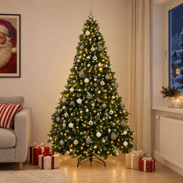 vidaXL Kunstkerstboom met Ballen 270 cm 300 LED's Warmwit Groen