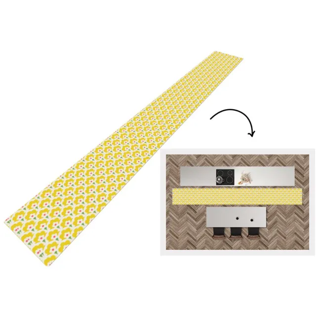 KitchenYeah Keukenloper - Keukenmat vinyl Design - Retro - Seventies - Geel - Keukenmatten loper - Keuken vloerkleed tapijt, foto 6