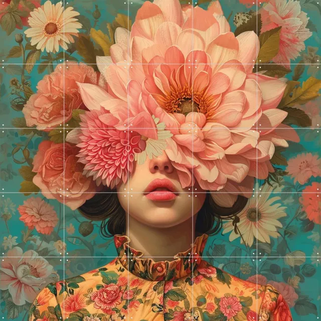 IXXI Bloom wildly, Mirjam Duizendstra - 100 x 100 cm - Grote wanddecoratie en posters - Digitale Kunst, Surrealisme, Illustraties, Kleurrijk Roze