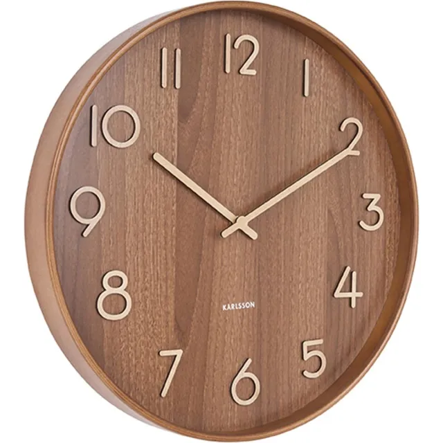 Karlsson Wandklok Pure - Donker lindehout - Medium - Ø40cm - Scandinavisch Bruin