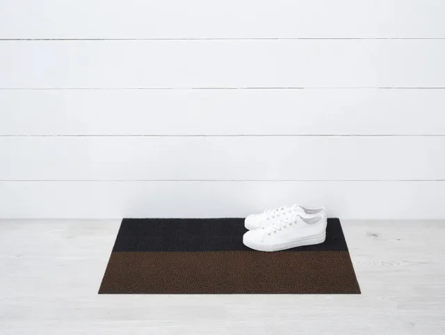 CHILEWICH Deurmat-Duo-Stripe-Mocha espresso en zwart