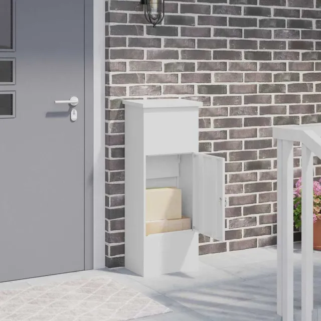 vidaXL Pakket inwerp box met opslag Wit 44,5 x 29 x 110,5 cm Staal