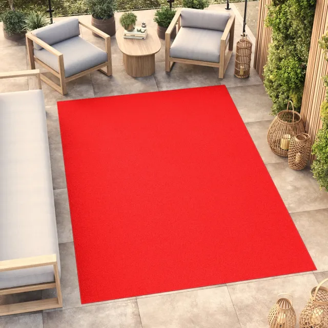 Tapiso Mono Vloerkleed Rood Binnen en Buiten Tapijt Maat- 180x250