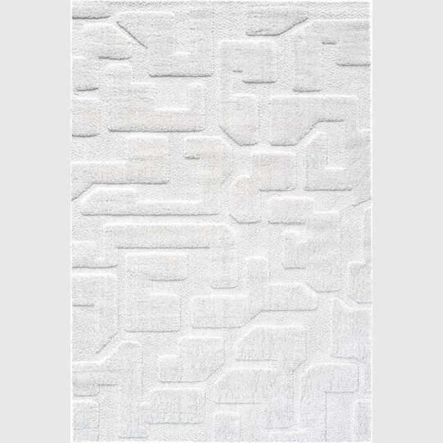 Veer Carpets Vloerkleed Liana Creme 160 x 230 cm - Organisch Design Vloerkleed met Hoog-Laag Structuur in Scandinavische / Japandi Stijl