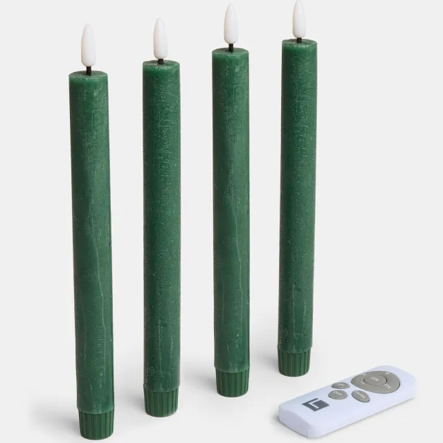 Loberon Ledstaafkaars set van 4 Eldsora groen