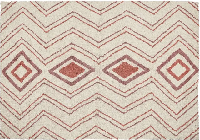 Beliani KASTAMONU - Laagpolig vloerkleed - Beige - 160 x 230 cm - Katoen