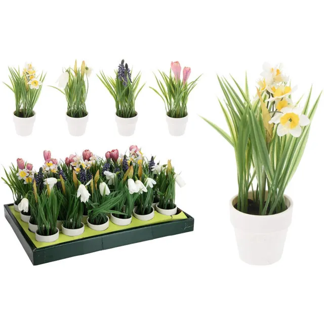 Koopman Kunstbloem - Witte Pot - 23cm - Kunststof Mix Kleuren