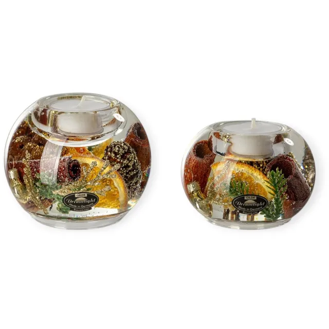 Gilde handwerk Dreamlight - Waxinelichthouders - Xmass - set van 2 - glas - Handgemaakt -8x9 cm & 6x8 cm Bruin