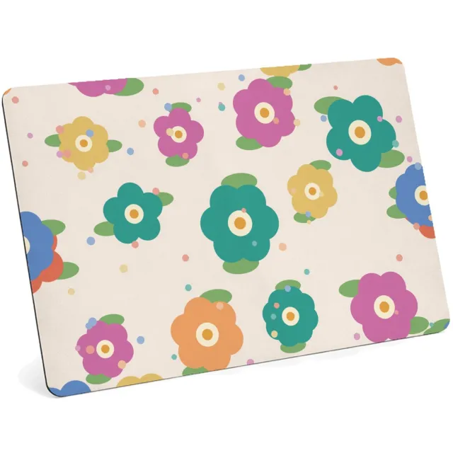 Mr Cadeautjes MDF magnetische fotolijst 28 x 19 - design Vrolijke bloemen | cadeau Wit