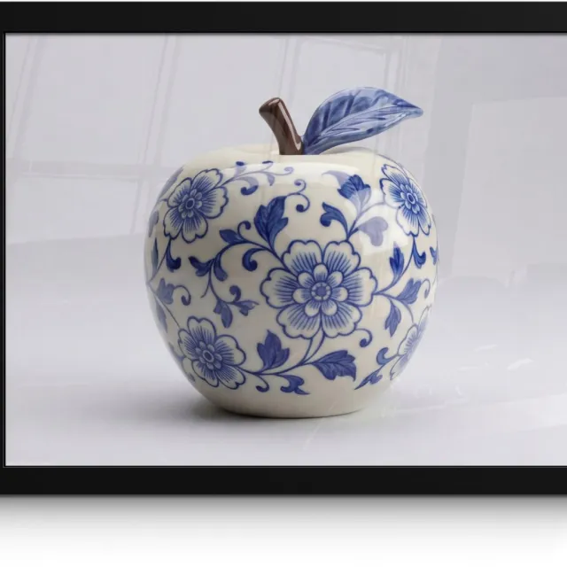 FrameYourWall Poster in lijst - Fotolijst 40x30 cm - Posters - Appel - Blauw - Klassiek - Posterlijst zwart - Decoratie - Wanddecoratie woonkamer - Muurdecoratie slaapkamer