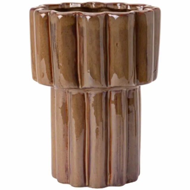 By fonQ Ceramic Vaas H26 cm - Brown Bruin