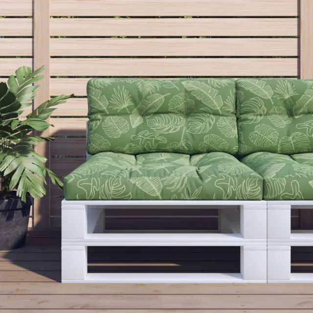 vidaXL Palletkussens 2 st stof bladpatroon groen