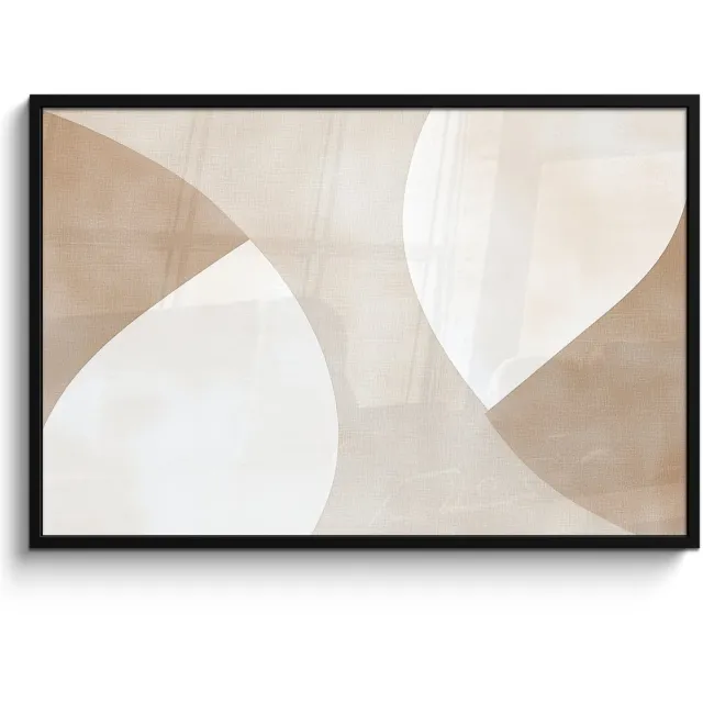 FrameYourWall Poster in lijst - Fotolijst 120x80 cm - Posters - Bruin - Japandi - Abstract - Posterlijst zwart - Decoratie - Wanddecoratie woonkamer - Muurdecoratie slaapkamer Japandi - Vlakken