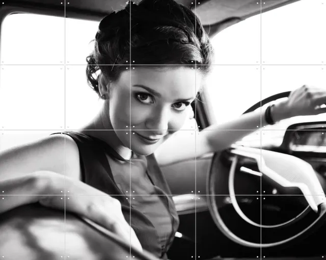 IXXI Drive, Various - 100 x 80 cm - Grote wanddecoratie en posters - Retro, Vintage, Fotografie, Klassiek, Slaapkamer, Woonkamer, Mancave, Mensen Zwart / Monochroom / Zwart en wit
