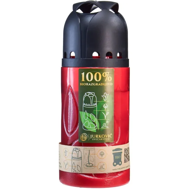 Viana Grafkaars Rood ICP Composteerbare Herdenkingskaars H20cm Veelkleurig