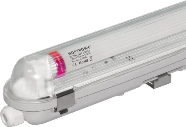 HOFTRONIC LED TL Armatuur 150cm - IP65 waterdicht - Flikkervrij - Koppelbaar - 6000K Daglicht wit - 25W 5250lm (175lm/W) - Vervangt 130 Watt - Incl. LED buis - T8 (G13) fitting Transparant
