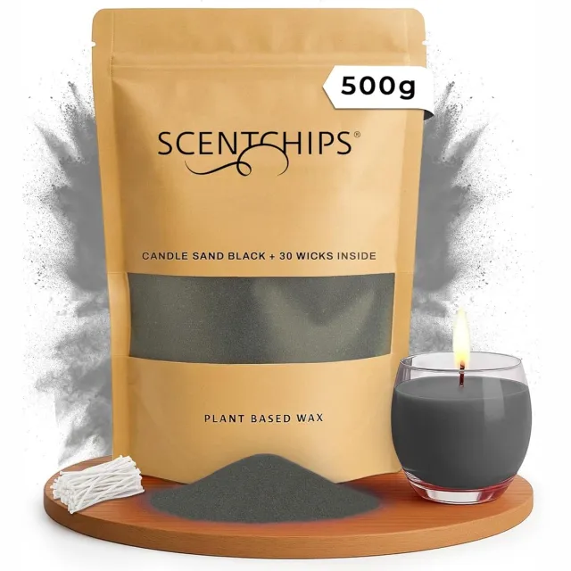 Scentchips Kaarsenzand - Zand voor Kaarsen - Kaarsen Decoratie - Kaarsen Vulling - Kaarsen Accessoires - 500 gram Zwart