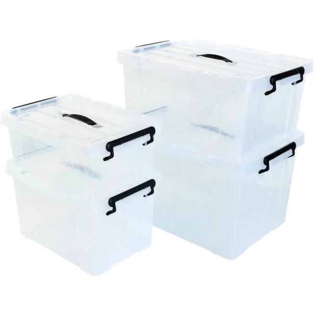 Alpac Opbergboxen - Kunststof - 14, 20, 35 en 48 Liter - Transparant - Set van 4
