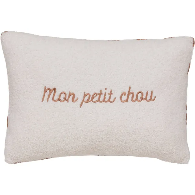 Atmosphera Bouclé Sierkussen Mon Petit Chou - 38x58cm - Wit