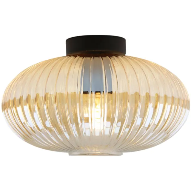 Olucia CHARLOIS - Plafondlamp - Amber / Zwart - Vorm: Rond