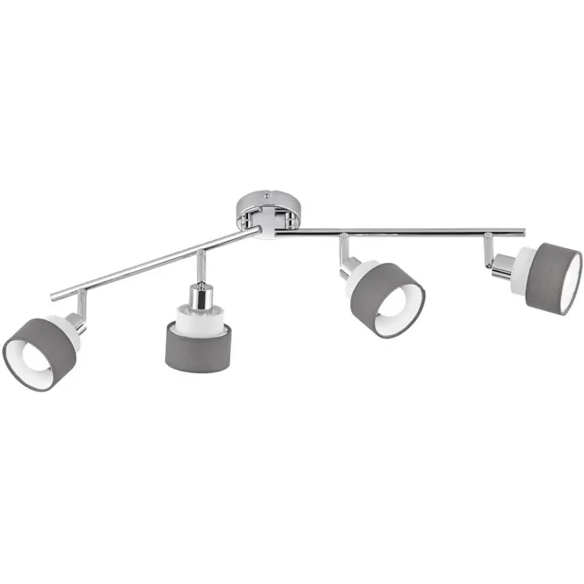 Wofi Plafondlamp Plafondspot Slaapkamerlamp 4-lichts spot strip, verstelbaar, staal, chroomgrijs, 4x E14 stopcontacten, LxBxH 85x20,2x9 cm zilver