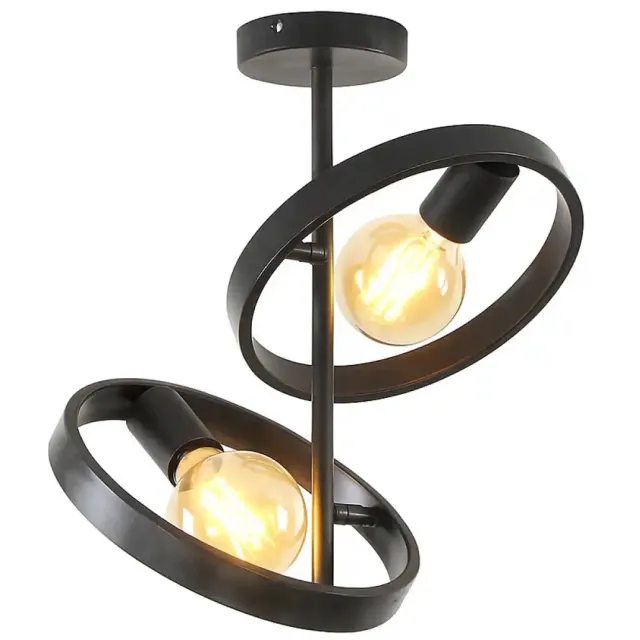 Ylumen Plafondlamp Hover 2 lichts H 53 cm mat zwart