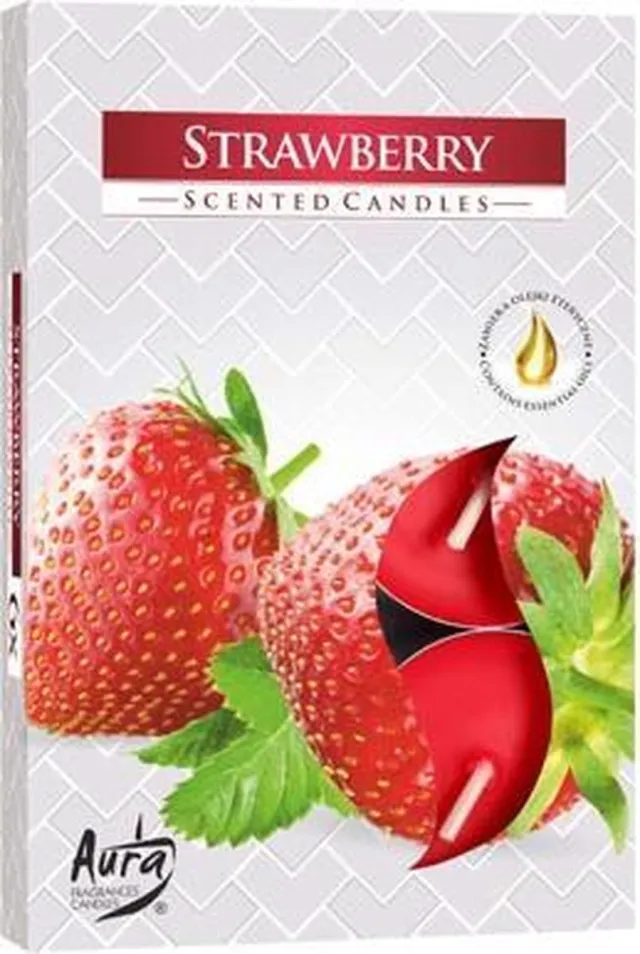 Cosy&Trendy Theelicht Geurkaars Aardbei - 6 Stuks voor een Frisse en Zoete Geurbeleving rood